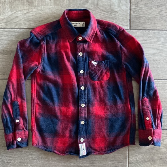 Boys Abercrombie Kids Flannel Plaid Button Shirts Twins - Set of 2 - Picture 7 of 11